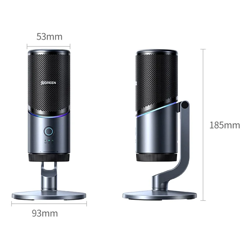 UGREEN CM769 USB-C Condenser Microphone with DSP Intelligent Noise Reduction RGB Lighting Desktop Mic for Live Streaming Recording