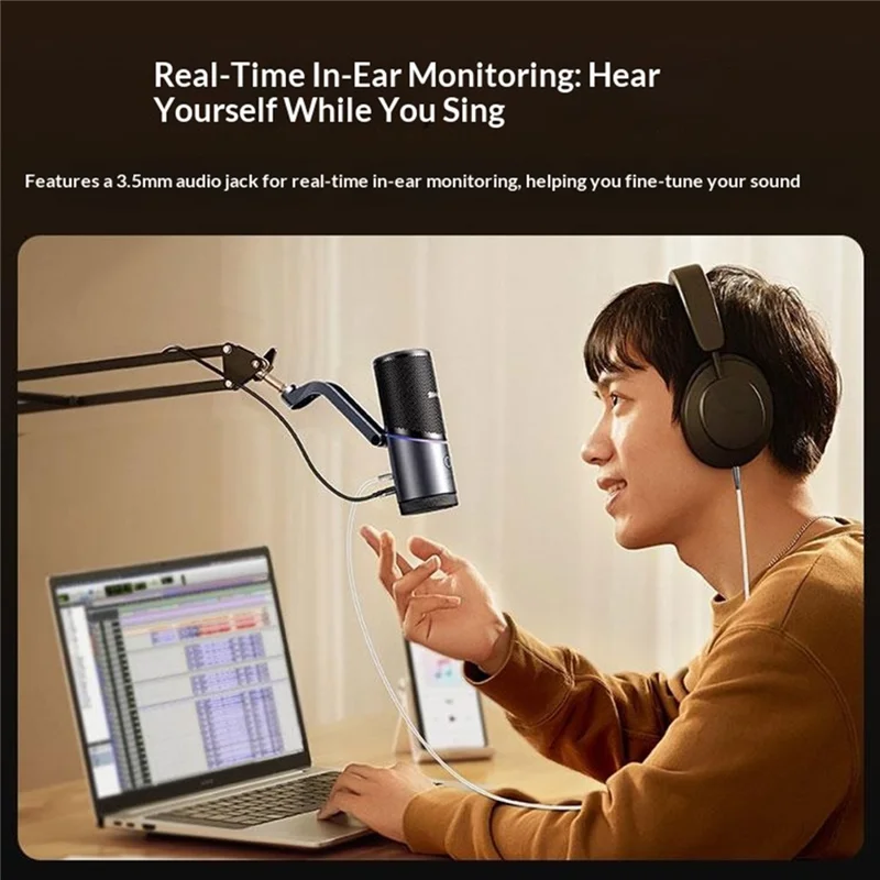UGREEN CM769 USB-C Condenser Microphone with DSP Intelligent Noise Reduction RGB Lighting Desktop Mic for Live Streaming Recording