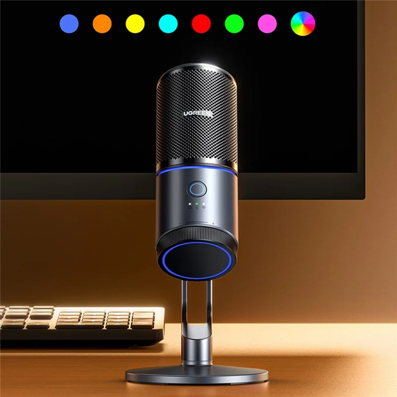 UGREEN CM769 USB-C Condenser Microphone with DSP Intelligent Noise Reduction RGB Lighting Desktop Mic for Live Streaming Recording