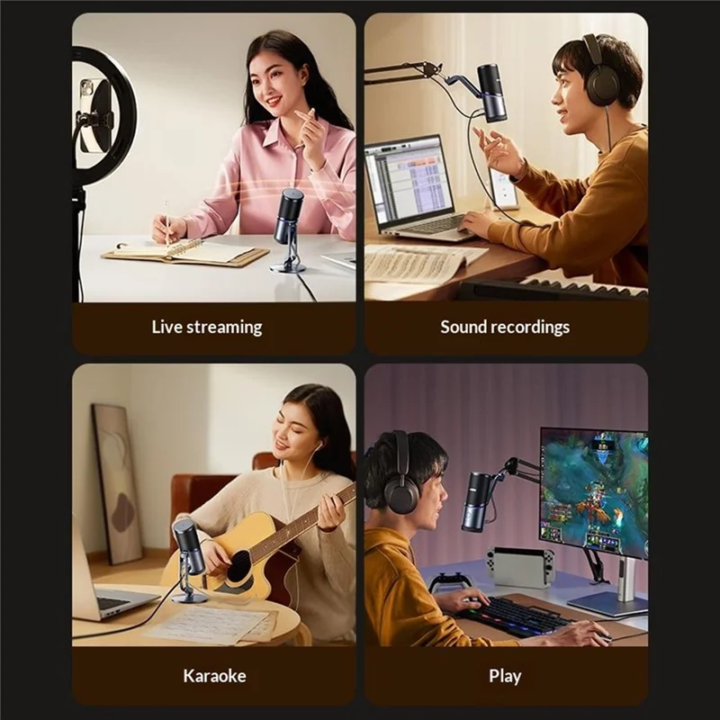 UGREEN CM769 USB-C Condenser Microphone with DSP Intelligent Noise Reduction RGB Lighting Desktop Mic for Live Streaming Recording