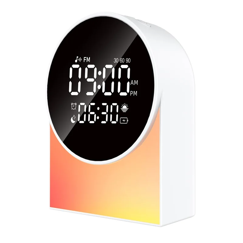 SM12 Multi-function Bluetooth-compatible Sleep Sound Machine Alarm Clock FM Radio LED Night Light with 20 White Noise Tracks - White
