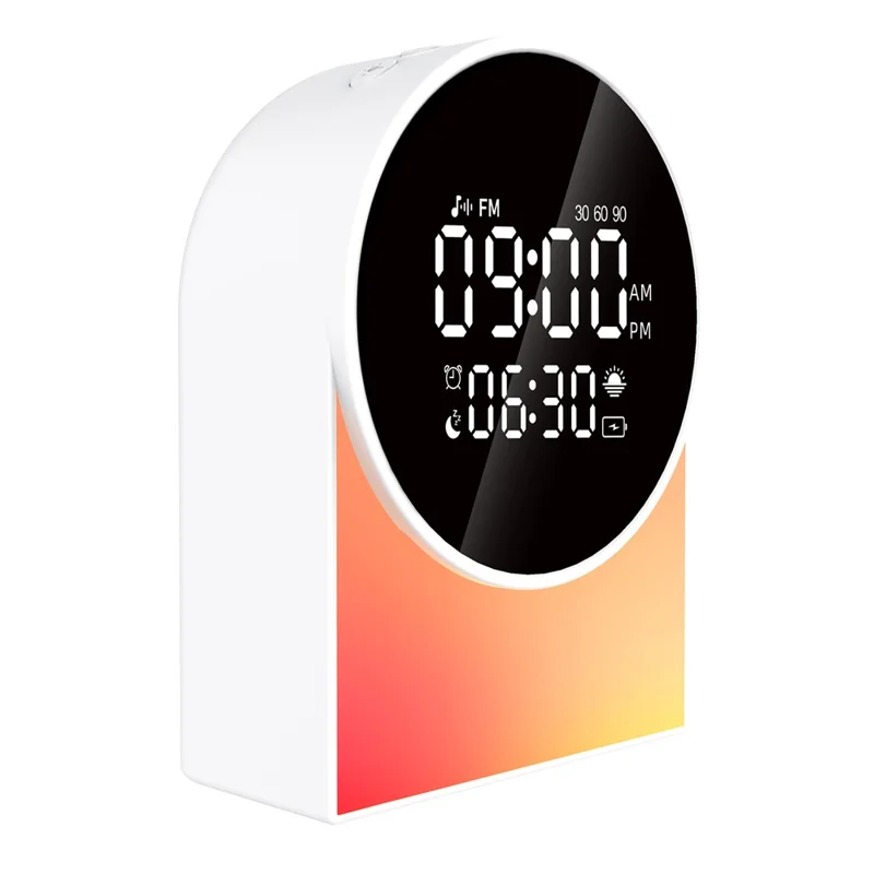 SM12 Multi-function Bluetooth-compatible Sleep Sound Machine Alarm Clock FM Radio LED Night Light with 20 White Noise Tracks - White