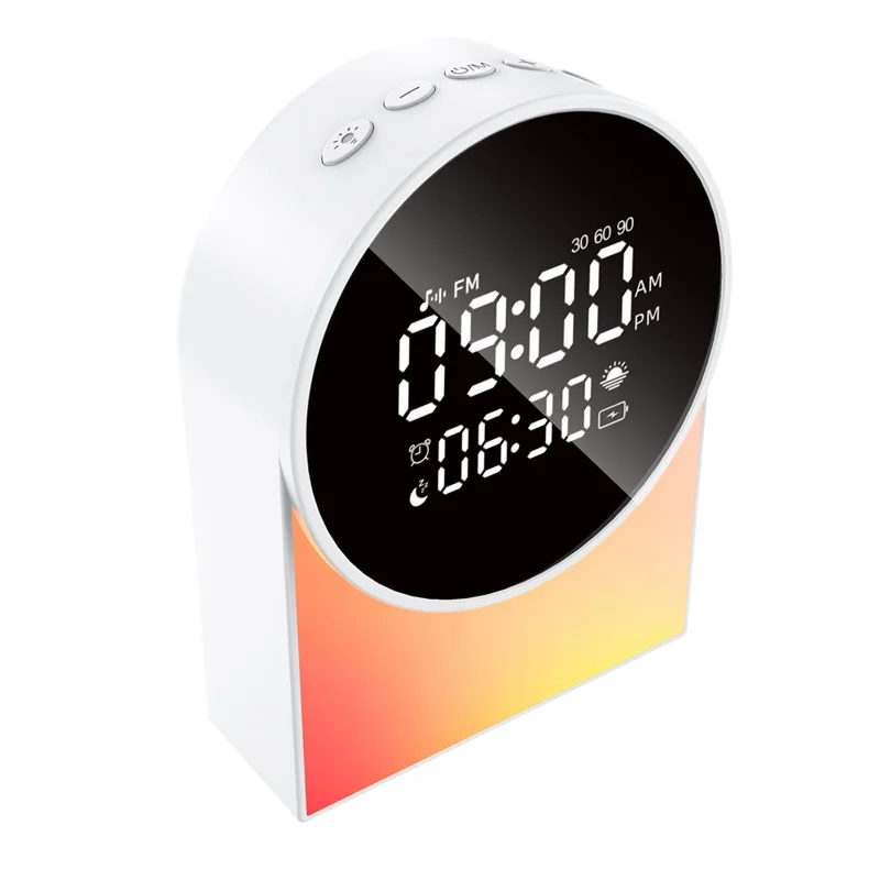SM12 Multi-function Bluetooth-compatible Sleep Sound Machine Alarm Clock FM Radio LED Night Light with 20 White Noise Tracks - White