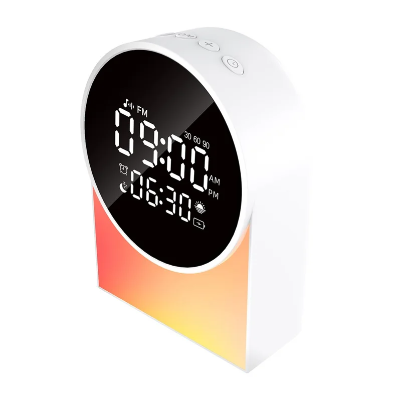 SM12 Multi-function Bluetooth-compatible Sleep Sound Machine Alarm Clock FM Radio LED Night Light with 20 White Noise Tracks - White