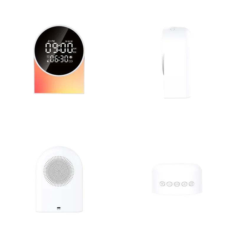 SM12 Multi-function Bluetooth-compatible Sleep Sound Machine Alarm Clock FM Radio LED Night Light with 20 White Noise Tracks - White