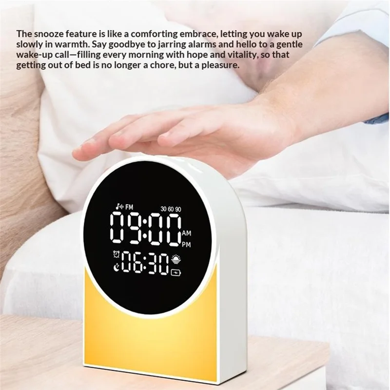 SM12 Multi-function Bluetooth-compatible Sleep Sound Machine Alarm Clock FM Radio LED Night Light with 20 White Noise Tracks - White