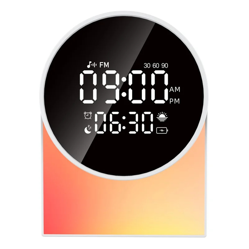 SM12 Multi-function Bluetooth-compatible Sleep Sound Machine Alarm Clock FM Radio LED Night Light with 20 White Noise Tracks - White