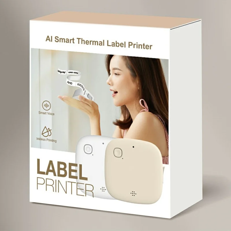 WP9539 AI Smart Thermal Label Printer Sprachsteuerung Tintenlos Tragbar 203 DPI - Haferfarbe