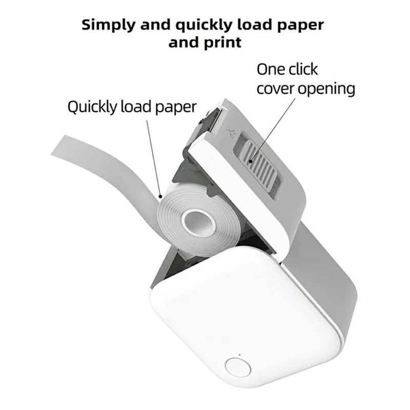WP9529 Mini Thermal Label Printer Inkless 203dpi HD Printing Bluetooth-compatible APP Control for Home Office Organization - White