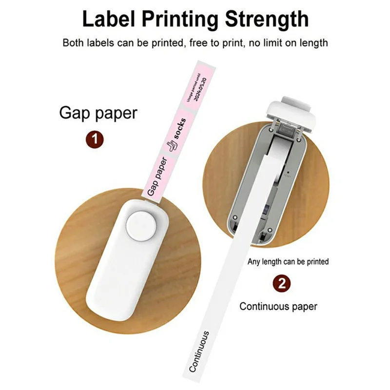 WP9528 Mini Thermal Label Printer Inkless Bluetooth-compatible 203dpi Portable with Cutter for Home Organization - White
