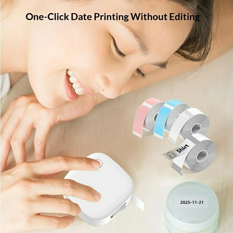 Impresora térmica de etiquetas mini WP9539 203 DPI con control por aplicación y Bluetooth, portátil para hogar y oficina, versión estándar - Blanco