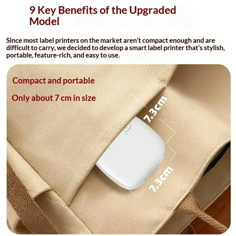 Impresora térmica de etiquetas mini WP9539 203 DPI con control por aplicación y Bluetooth, portátil para hogar y oficina, versión estándar - Blanco