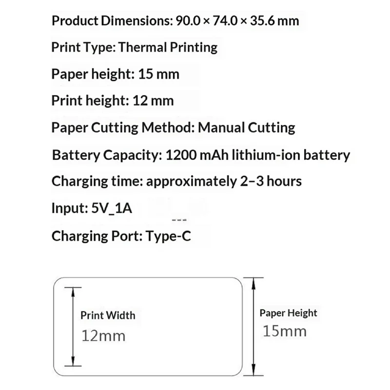 WP9525 Mini Thermal Label Printer 203DPI HD Bluetooth-compatible Portable Ink-Free Label Maker for Home Use - White