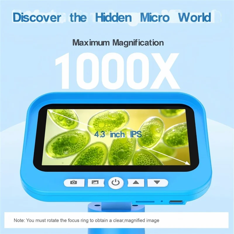 KM28 4.3 Inch Digital Microscope 1000X Magnification 1080P Video Recording 9-LED Light for Kids Science Exploration