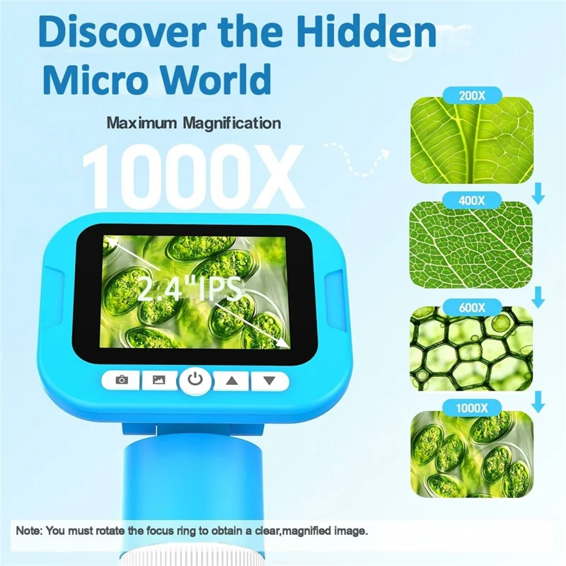 KM18 Digital Microscope 1000X Magnification 2.4 inch IPS Screen 1080P Video Recorder for Kids Science Exploration