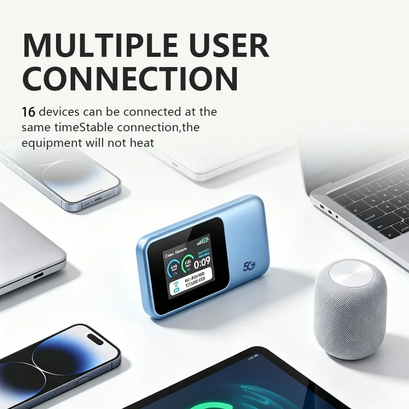 M12-E 300Mbps Wi-Fi 6 Dual-Band 4G / 5G LTE Mobile WiFi Router with Display, Eurasian Version - Blue
