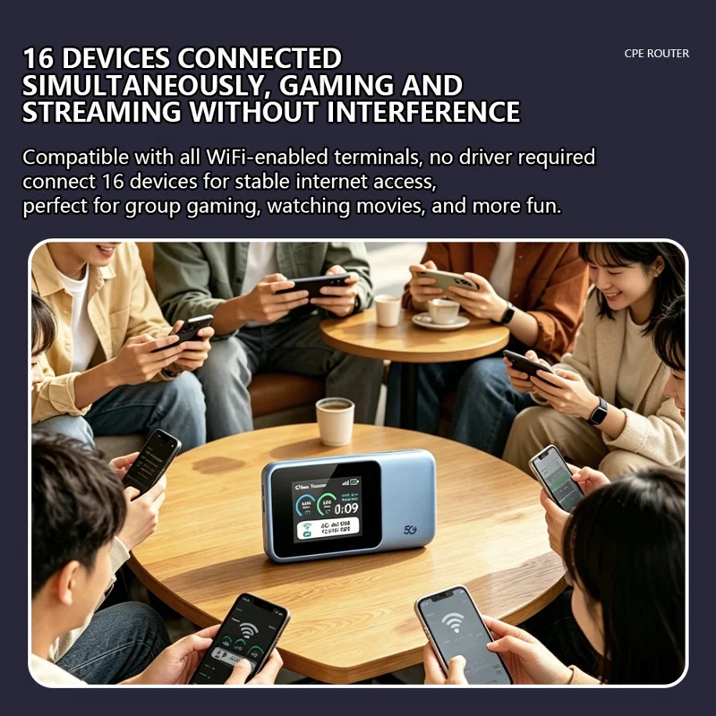 M12-E 300Mbps Wi-Fi 6 Dual-Band 4G / 5G LTE Mobile WiFi Router with Display, Eurasian Version - Blue
