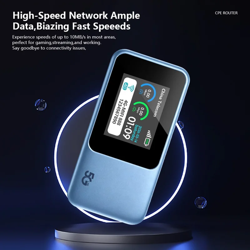 M12-E 300Mbps Wi-Fi 6 Dual-Band 4G / 5G LTE Mobile WiFi Router with Display, Eurasian Version - Blue
