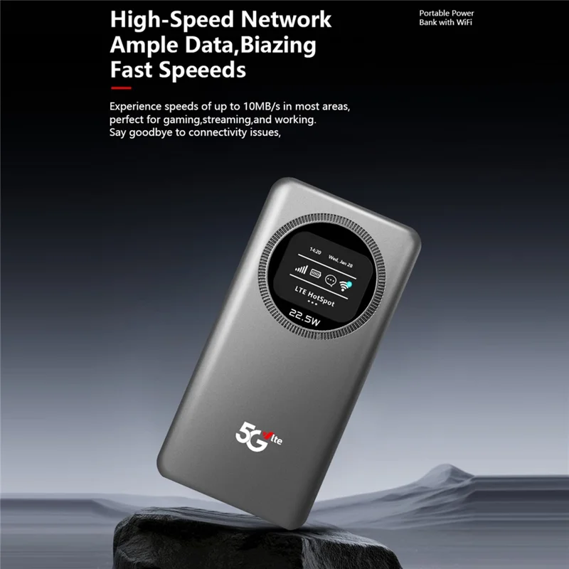 M19-E 5G LTE Portable Dual-Band WiFi 6 Wireless Router 22.5W Fast Charging with OLED Display and Power Bank Function, Eurasian Version