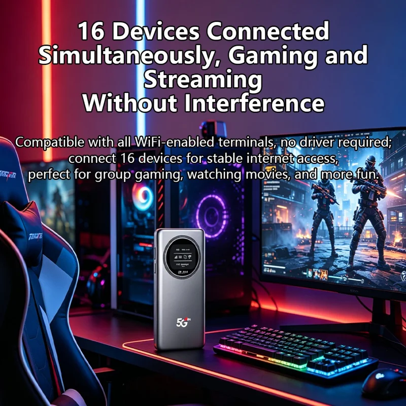 M19-E 5G LTE Portable Dual-Band WiFi 6 Wireless Router 22.5W Fast Charging with OLED Display and Power Bank Function, Eurasian Version