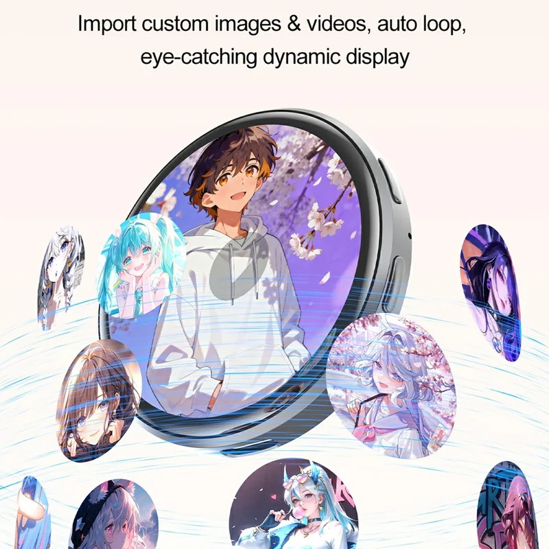 E05 1.85 inch Magnetic Smart Display Badge for Custom Photos, GIFs and Videos Bluetooth-compatible 6.0 - Orange