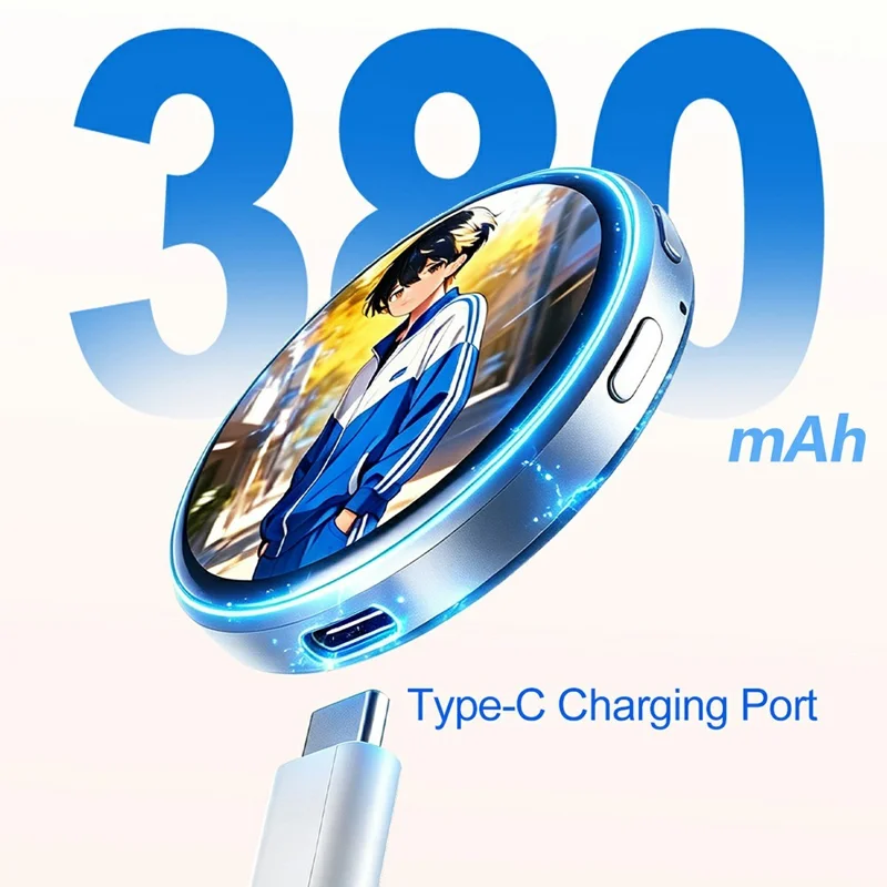E05 1.85 inch Magnetic Smart Display Badge for Custom Photos, GIFs and Videos Bluetooth-compatible 6.0 - Orange