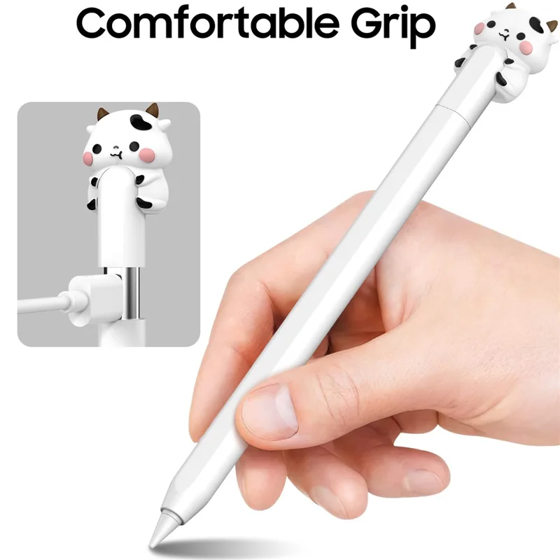 AHASTYLE PT129-3 Manchon en silicone pour Apple Pencil (USB-C) Coque de protection légère pour stylet - Petit vache - Blanc