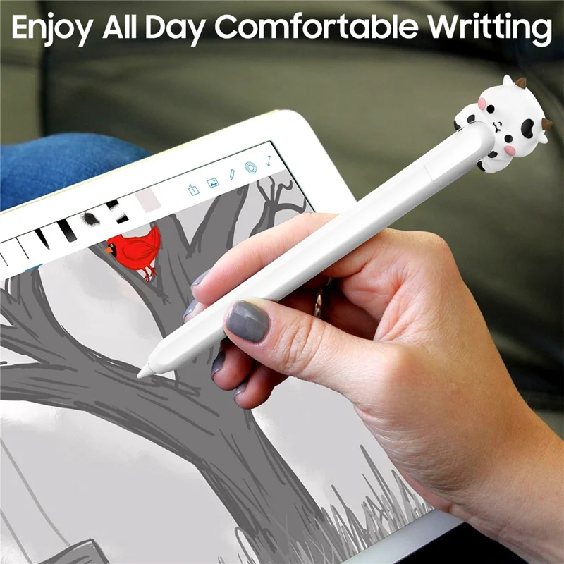 AHASTYLE PT129-3 Manchon en silicone pour Apple Pencil (USB-C) Coque de protection légère pour stylet - Petit vache - Blanc