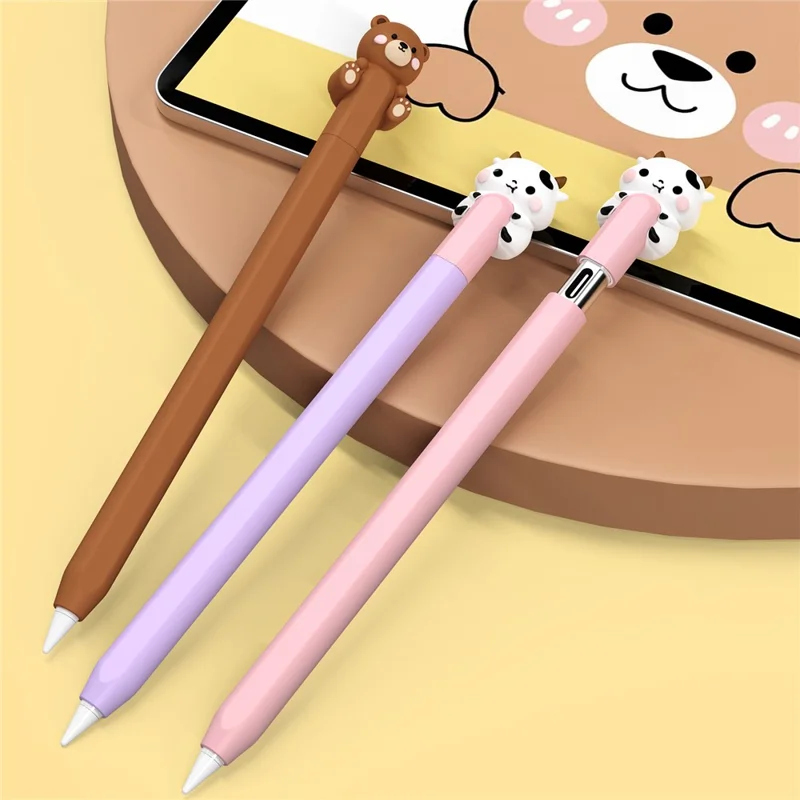 AHASTYLE PT129-3 Manchon en silicone pour Apple Pencil (USB-C) Coque de protection légère pour stylet - Petit vache - Blanc