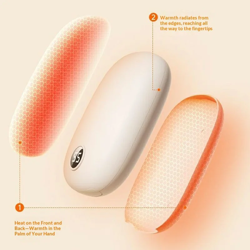 H2 10000mAh kugelförmige digitale Handwärmer mit 3 Temperaturstufen für Outdoor und Büro – Orange