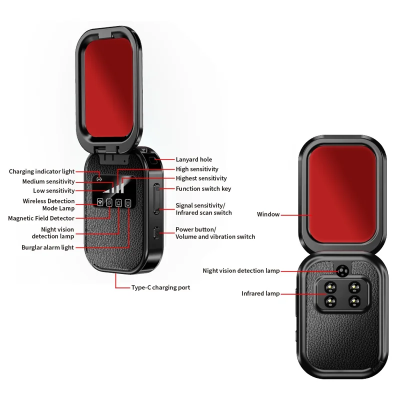 T05 Infrared Camera Detector 300mAh USB Type-C OLED Display Signal Scanner - Black
