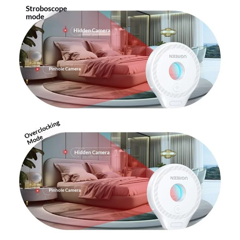 UGREEN LP793 Rilevatore di telecamere a infrarossi, portata di scansione 5 m, scanner per la privacy per hotel - Bianco