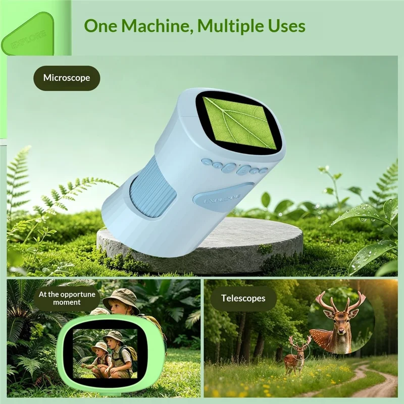 XV80 2.0 inch Digital Microscope Telescope 1000x Zoom Photo Video Device for Kids - Blue