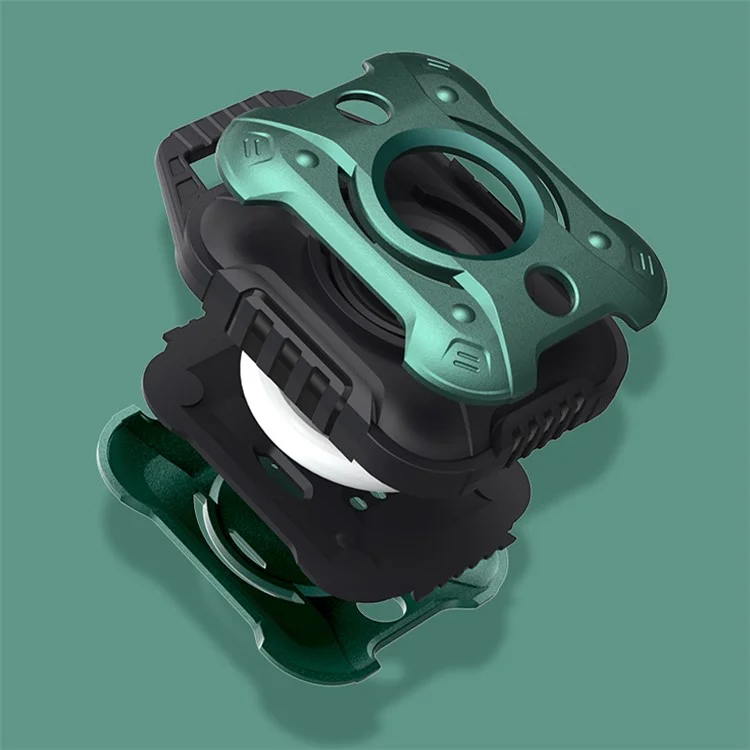 TPU+PC Anti-scratch Cover Protective Case for Apple AirTag Bluetooth-compatible Locator - Black/Blackish Green