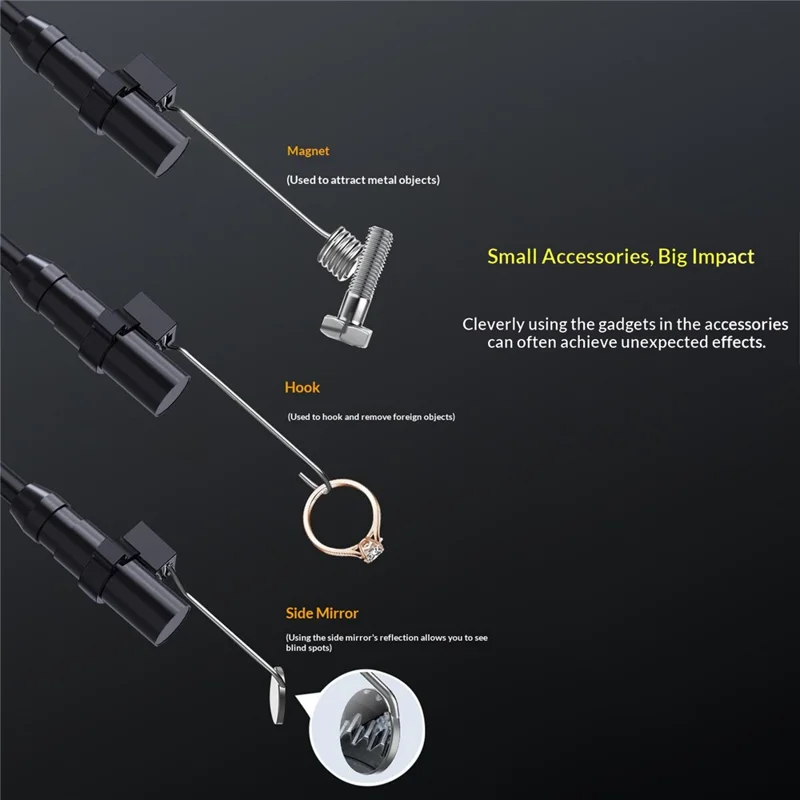 P80  4.3 inch Industrial Endoscope with 3m Wire, 1200mAh IP67 Waterproof Single-Lens Borescope - Black