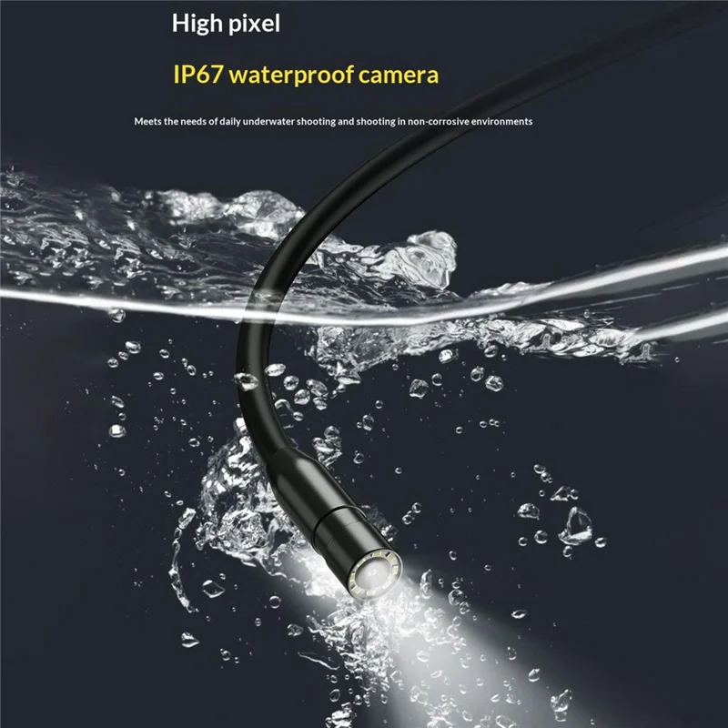 P80  4.3 inch Industrial Endoscope with 3m Wire, 1200mAh IP67 Waterproof Single-Lens Borescope - Black