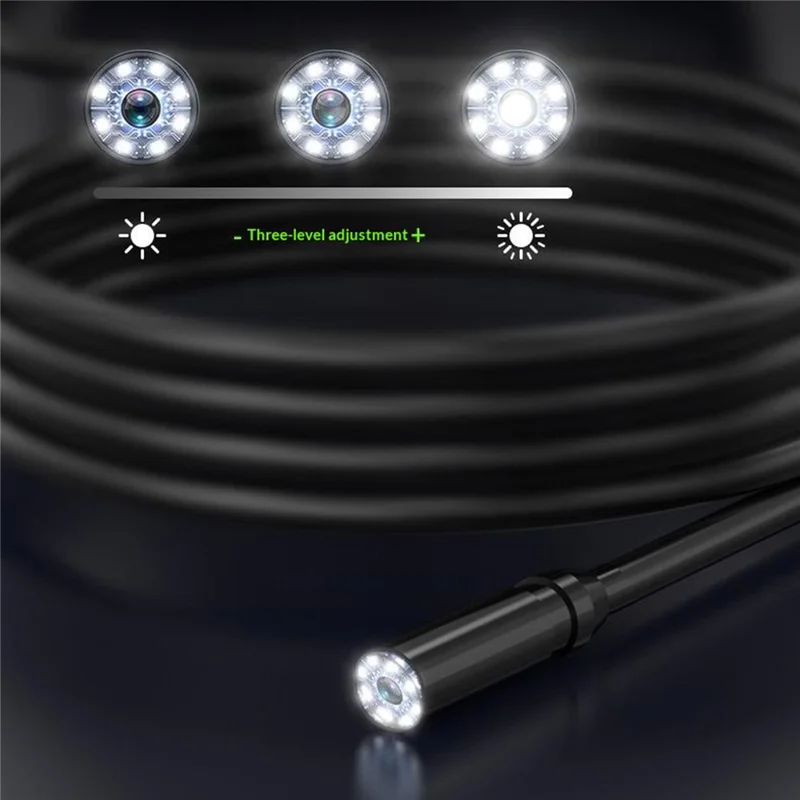 P74 4.3 inch IPS Industrial Endoscope with 5m Wire, 5000mAh IP67 Waterproof Endoscope - Black