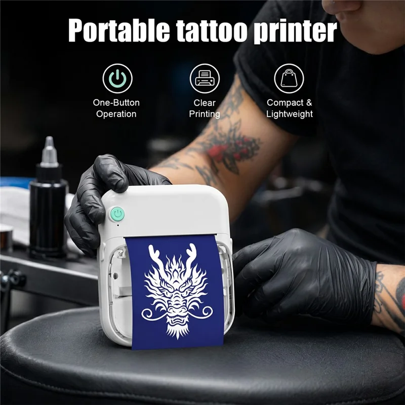 B3 Portable Wireless Bluetooth-compatible Tattoo Transfer Machine 200dpi Thermal Printer 1200mAh Type-C Charging Label Printer - Blue