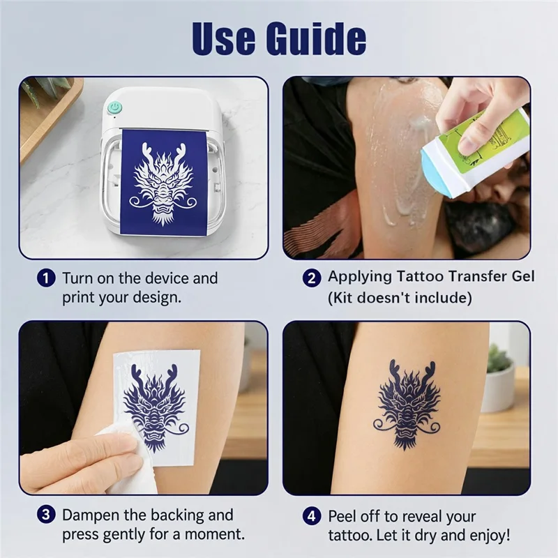 B3 Portable Wireless Bluetooth-compatible Tattoo Transfer Machine 200dpi Thermal Printer 1200mAh Type-C Charging Label Printer - Blue