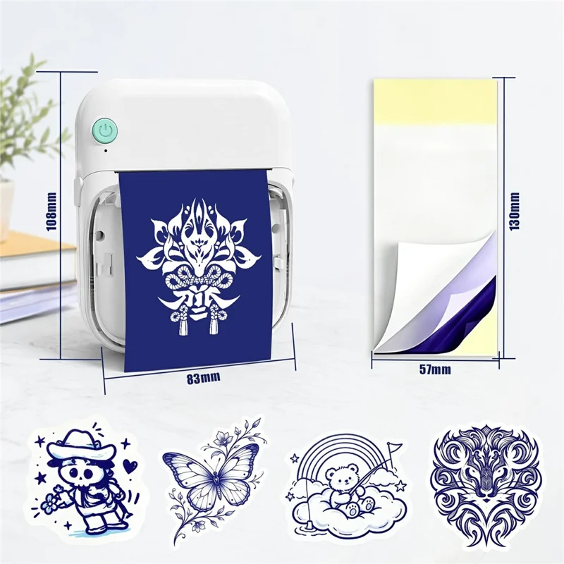 B3 Portable Wireless Bluetooth-compatible Tattoo Transfer Machine 200dpi Thermal Printer 1200mAh Type-C Charging Label Printer - Blue
