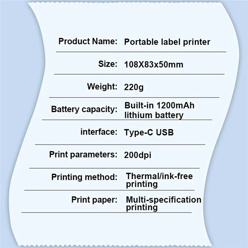 B3 Portable Wireless Bluetooth-compatible Tattoo Transfer Machine 200dpi Thermal Printer 1200mAh Type-C Charging Label Printer - Blue