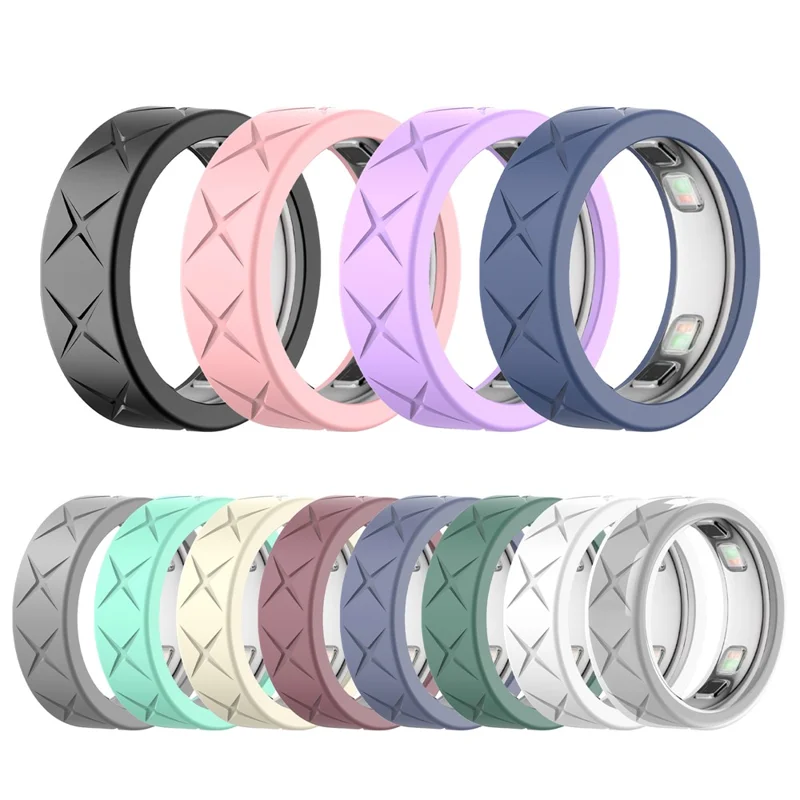 For Oura Ring 5 Silicone Ring Protector Anti Slip Shockproof Drop Resistant Scratch Resistant Case Cover - S Size  /  Grey