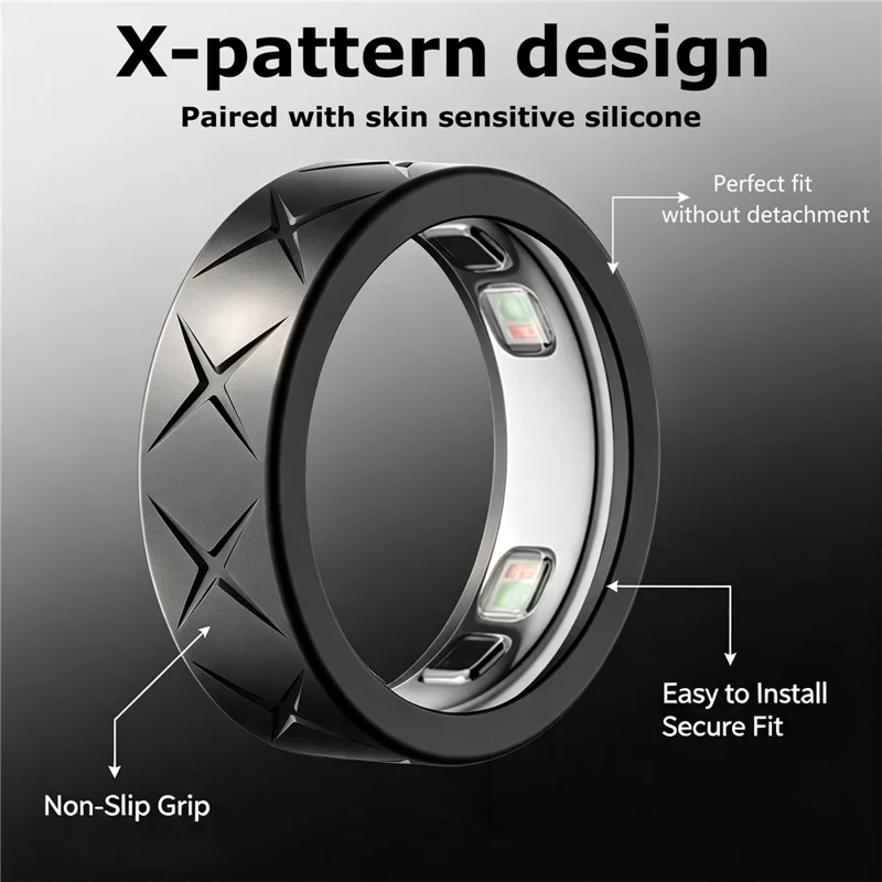 For Oura Ring 5 Silicone Ring Protector Anti Slip Shockproof Drop Resistant Scratch Resistant Case Cover - S Size  /  Grey
