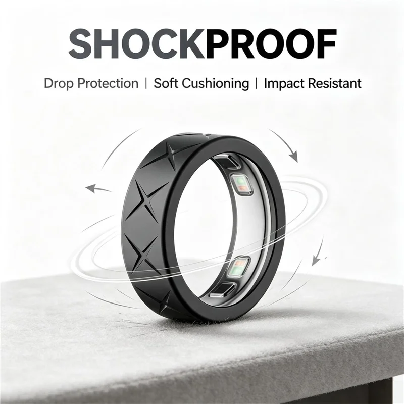For Oura Ring 5 Silicone Ring Protector Anti Slip Shockproof Drop Resistant Scratch Resistant Case Cover - S Size  /  Grey