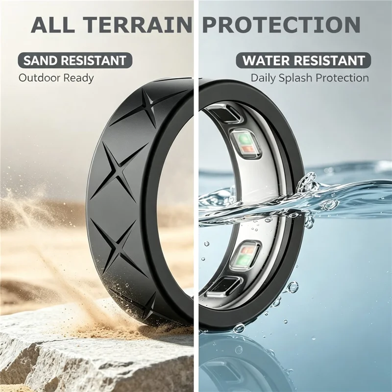 For Oura Ring 5 Silicone Ring Protector Anti Slip Shockproof Drop Resistant Scratch Resistant Case Cover - S Size  /  Grey