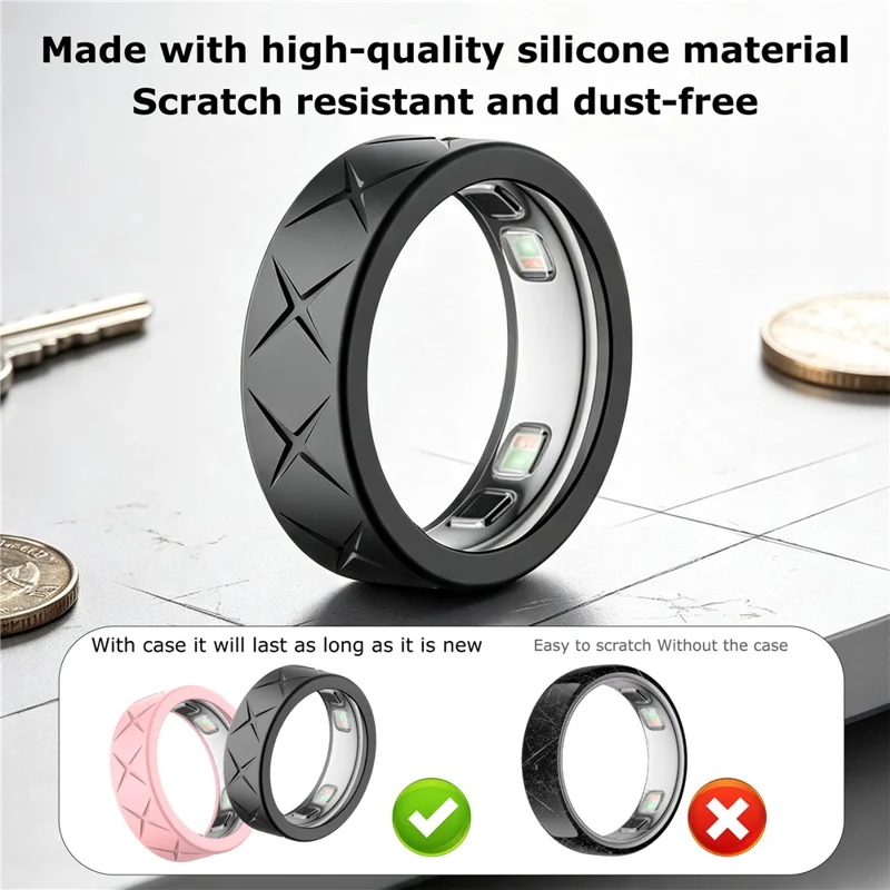 For Oura Ring 5 Silicone Ring Protector Anti Slip Shockproof Drop Resistant Scratch Resistant Case Cover - S Size  /  Grey