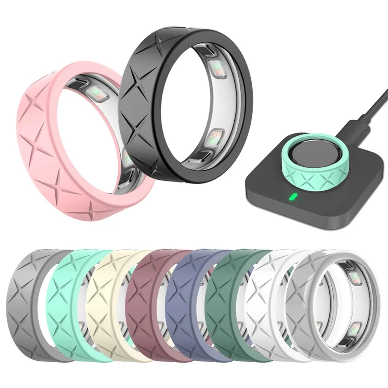 For Oura Ring 5 Silicone Ring Protector Anti Slip Shockproof Drop Resistant Scratch Resistant Case Cover - S Size  /  Grey