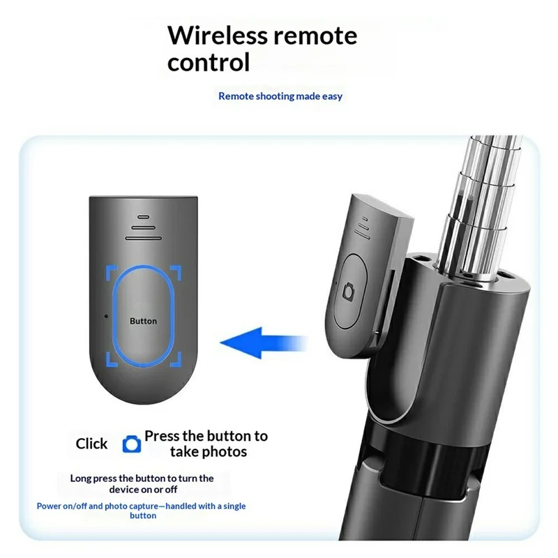 F01 Bluetooth-compatible 5.2 Wireless Remote Control Tripod Selfie Stick 6-Section Telescopic 360 Degree Rotation for Android iOS - Black