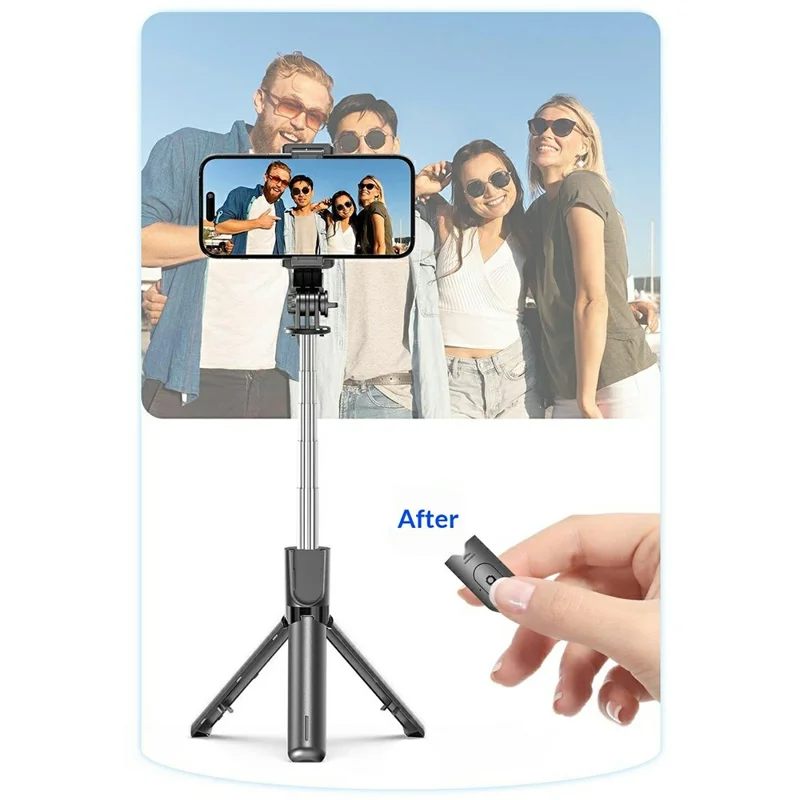 F01 Bluetooth-compatible 5.2 Wireless Remote Control Tripod Selfie Stick 6-Section Telescopic 360 Degree Rotation for Android iOS - Black
