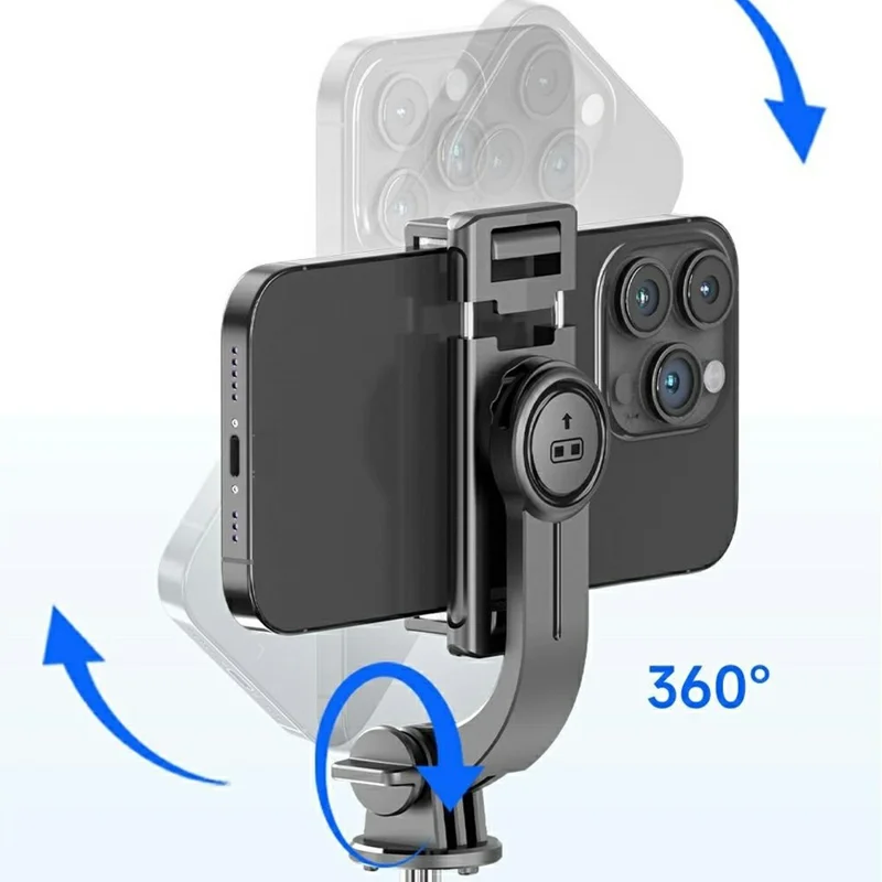 F01 Bluetooth-compatible 5.2 Wireless Remote Control Tripod Selfie Stick 6-Section Telescopic 360 Degree Rotation for Android iOS - Black